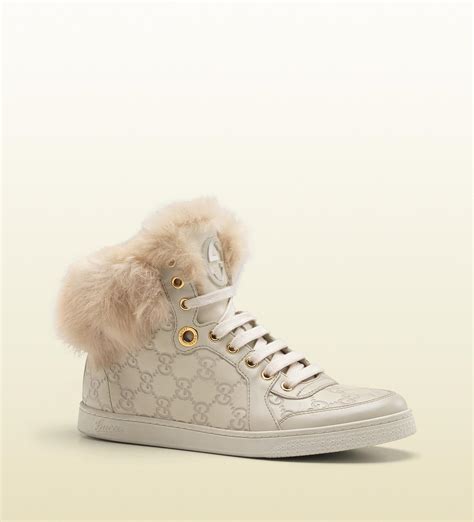 gucci coda fur trim hi top interlocking g sneaker|Gucci women's sneakers.